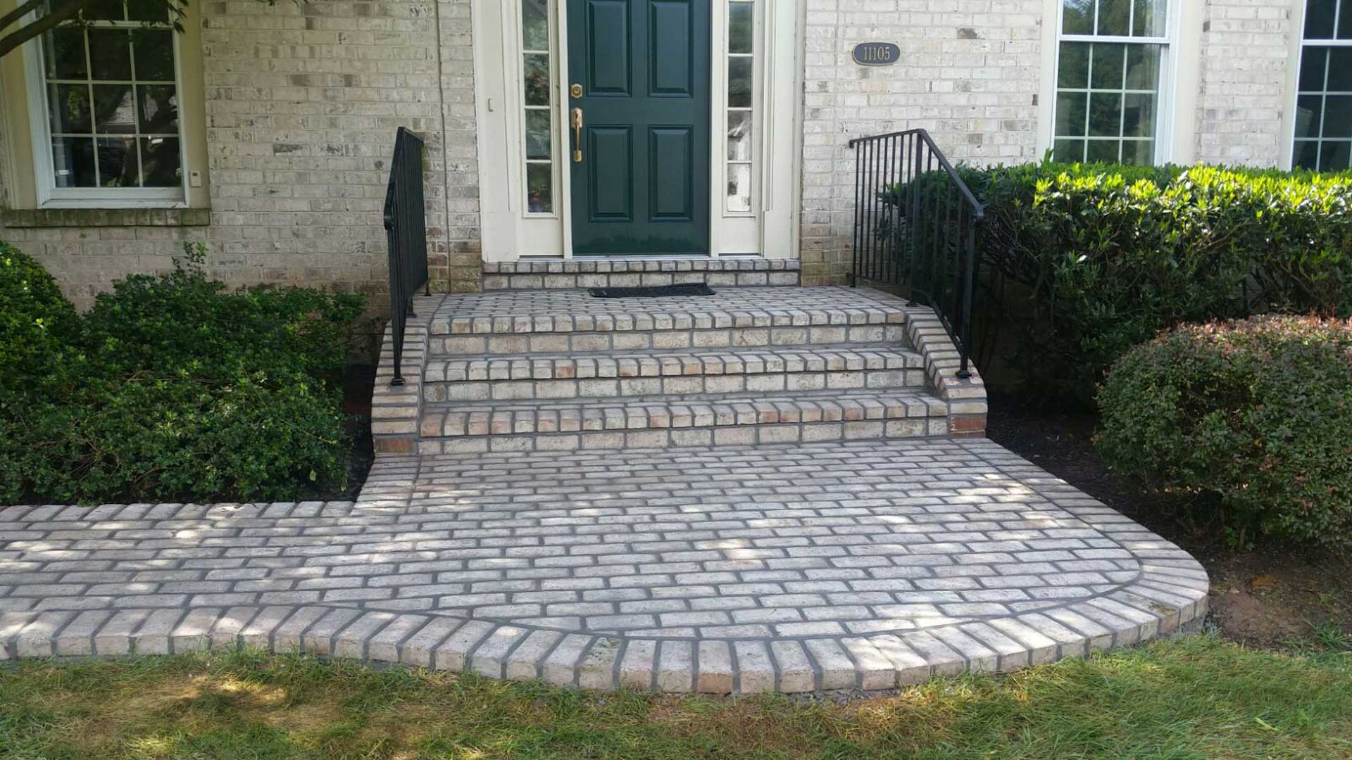 Patio with brick flooring