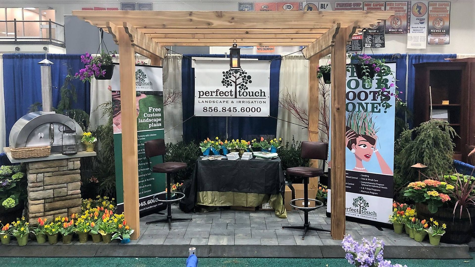 A pergola with a sign that says 