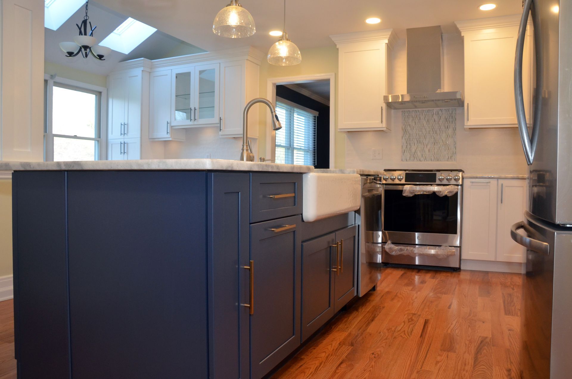 Blue kitchen cabinet renovation