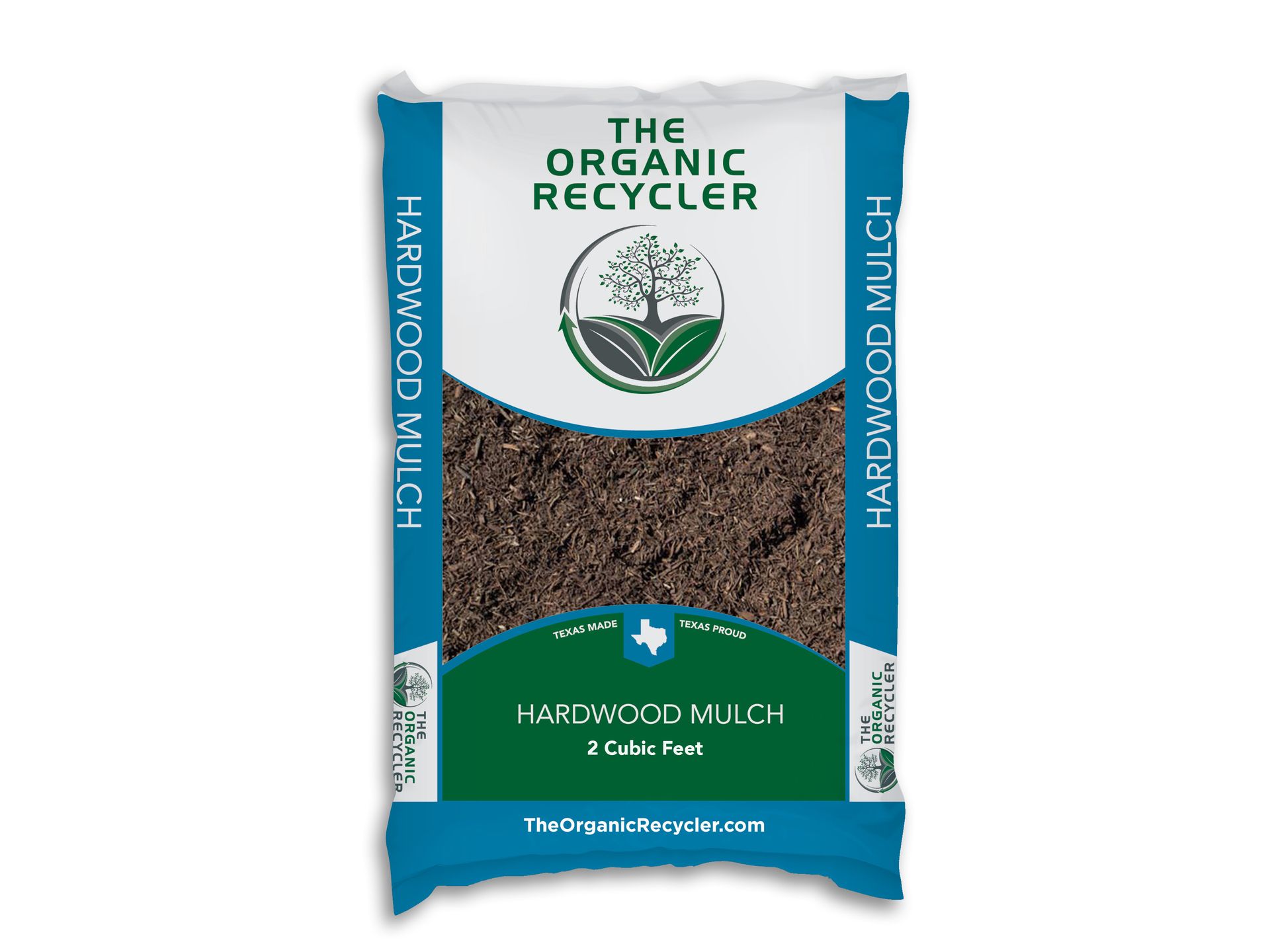 Bag of Whittlesey Enriched Hardwood Mulch, 2 cubic feet, with logo and product description.