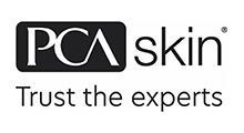 PCA Skin logo with the tagline “Trust the experts” in black and white.
