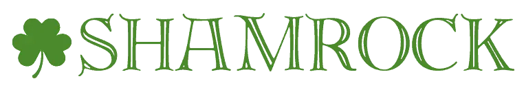 Green shamrock graphic with the word SHAMROCK in green stylized font.