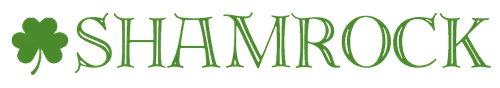 Green shamrock graphic with the word SHAMROCK in green stylized font.