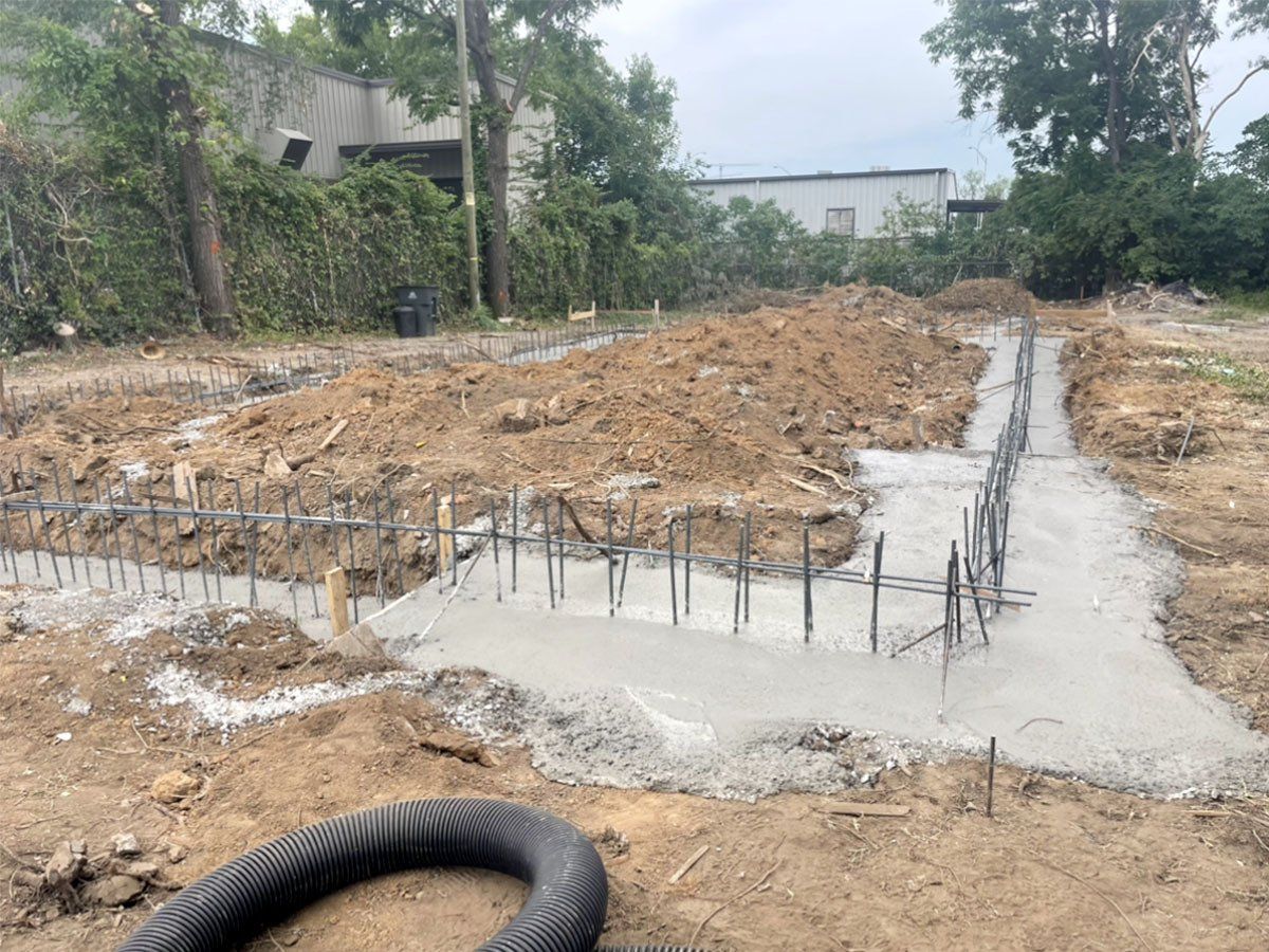 Layed-out concrete for footings construction