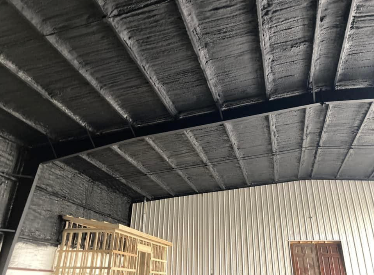 The ceiling of a building is covered in foam.