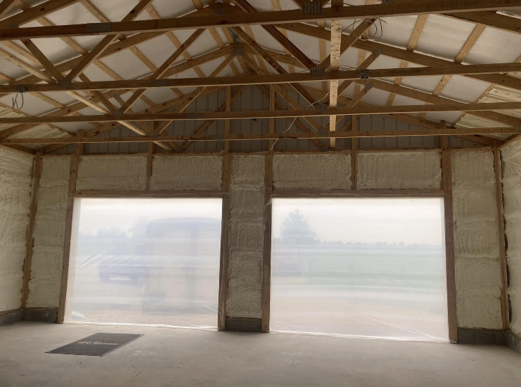 The inside of a building with a lot of foam on the walls.