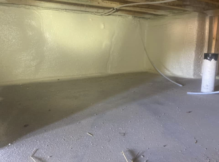 A basement with a lot of foam on the walls and floor.
