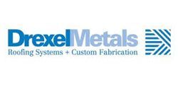 Logo of Drexel Metals featuring text and an abstract graphic. The text says 