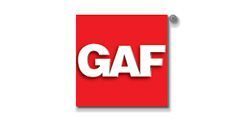 GAF logo: white letters 