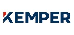 Kemper logo in blue with a red 