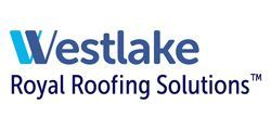 Logo for Westlake Royal Roofing Solutions, with the name in blue and turquoise.