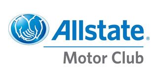 Allstate Motor Club logo in blue and gray with hands cupped around a road icon