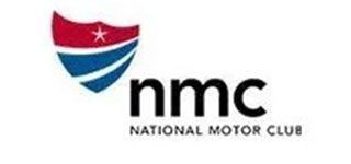 National Motor Club logo with red, blue and white shield emblem and black “nmc” text