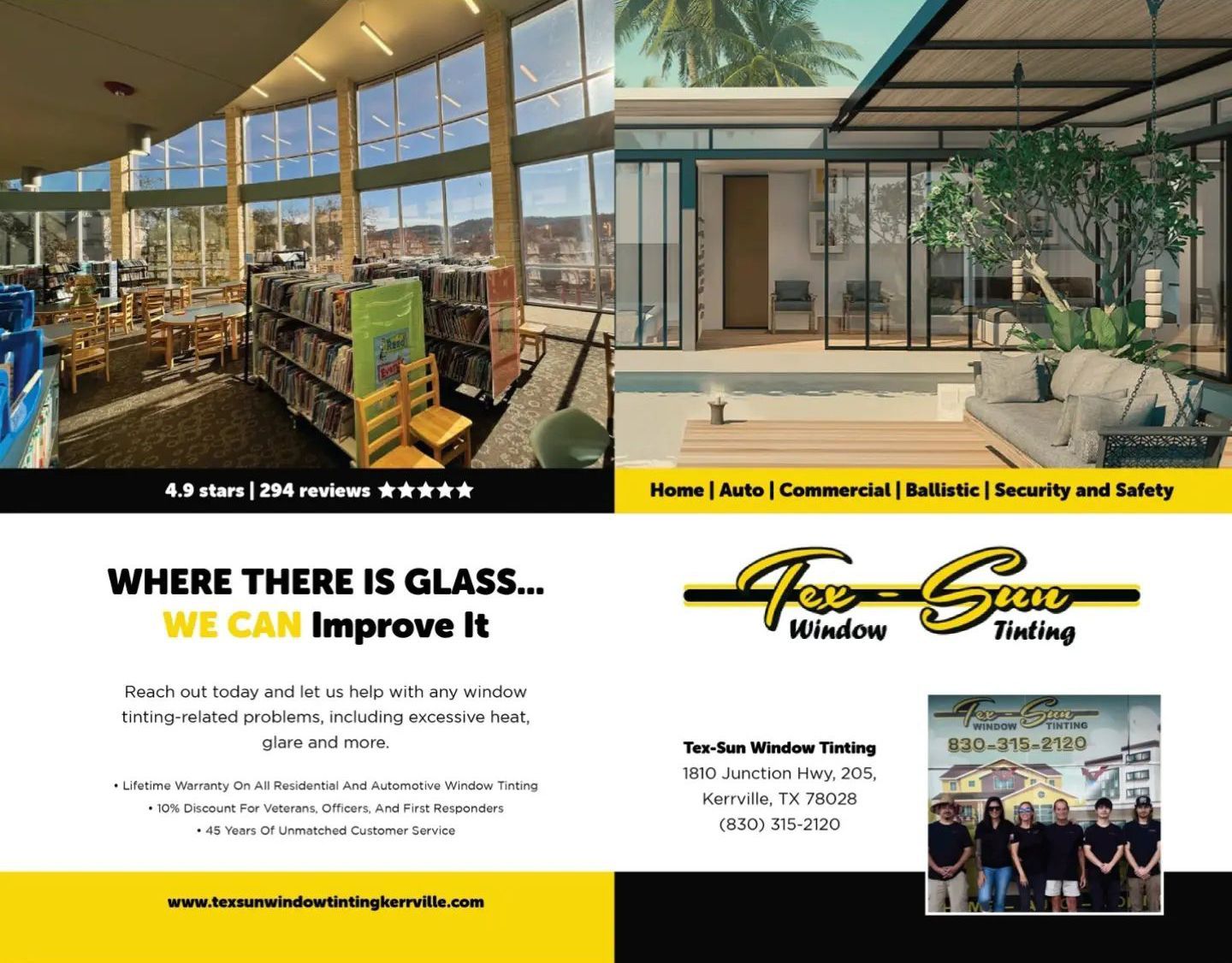 An advertisement for a company that says where there is glass we can improve it