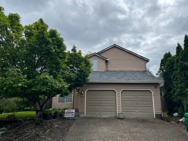 house parking with tree