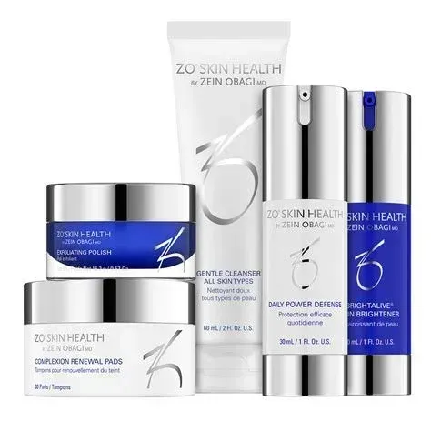 ZO Skin Health skincare products displayed on a white background.
