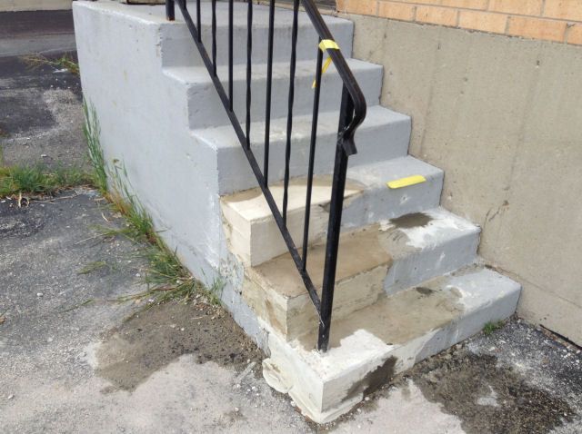 Outdoor concrete stairs after reparation