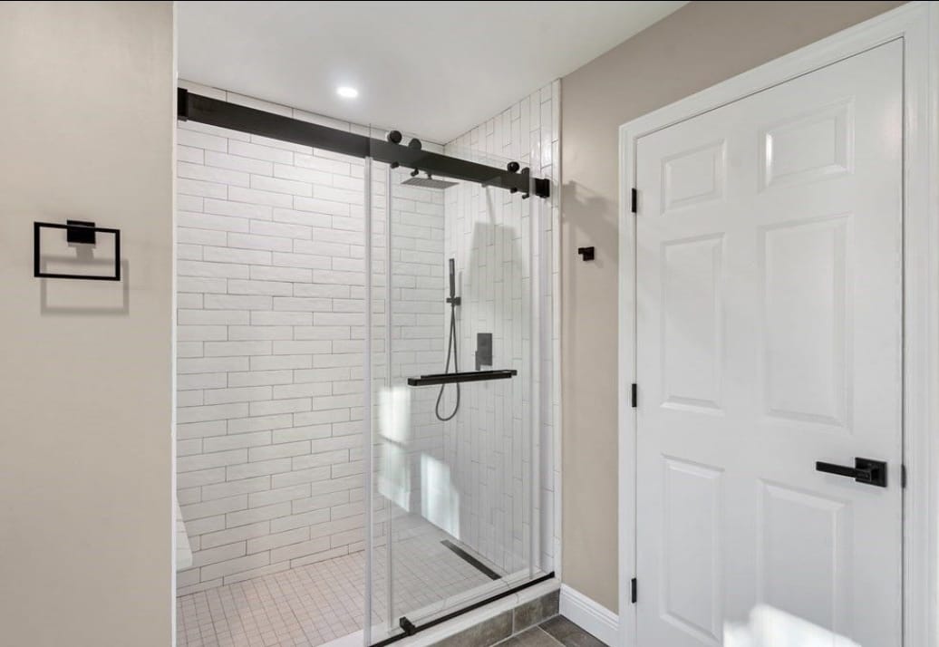 newly remodeled bathroom with shower