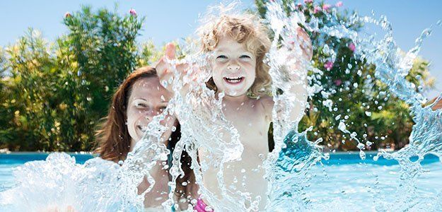 Mother and child in the pool