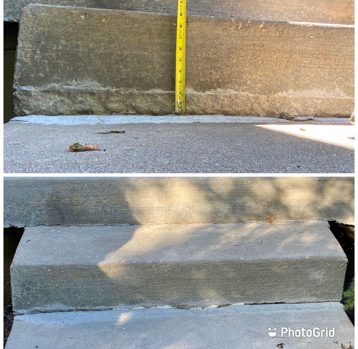 Before and after concrete lifting