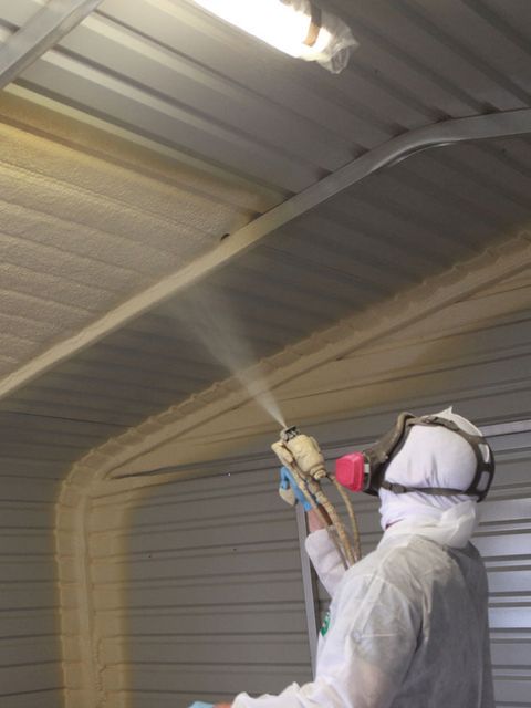 Metal building spray foam insulation