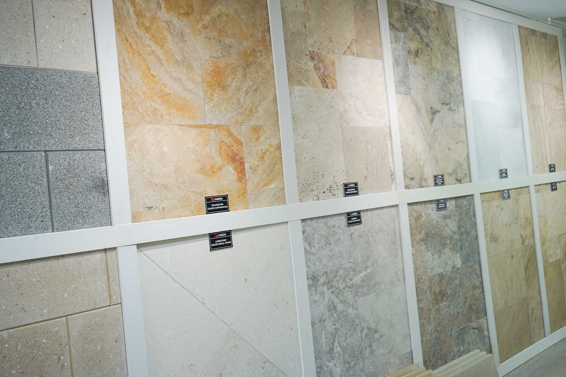 many different types of tiles on the wall