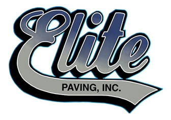 Elite Paving, Inc. logo in black, white, and gray script with a swooping underline