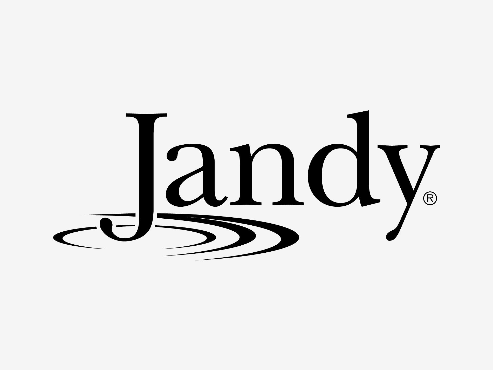 A black and white logo for Jandy on a white background.