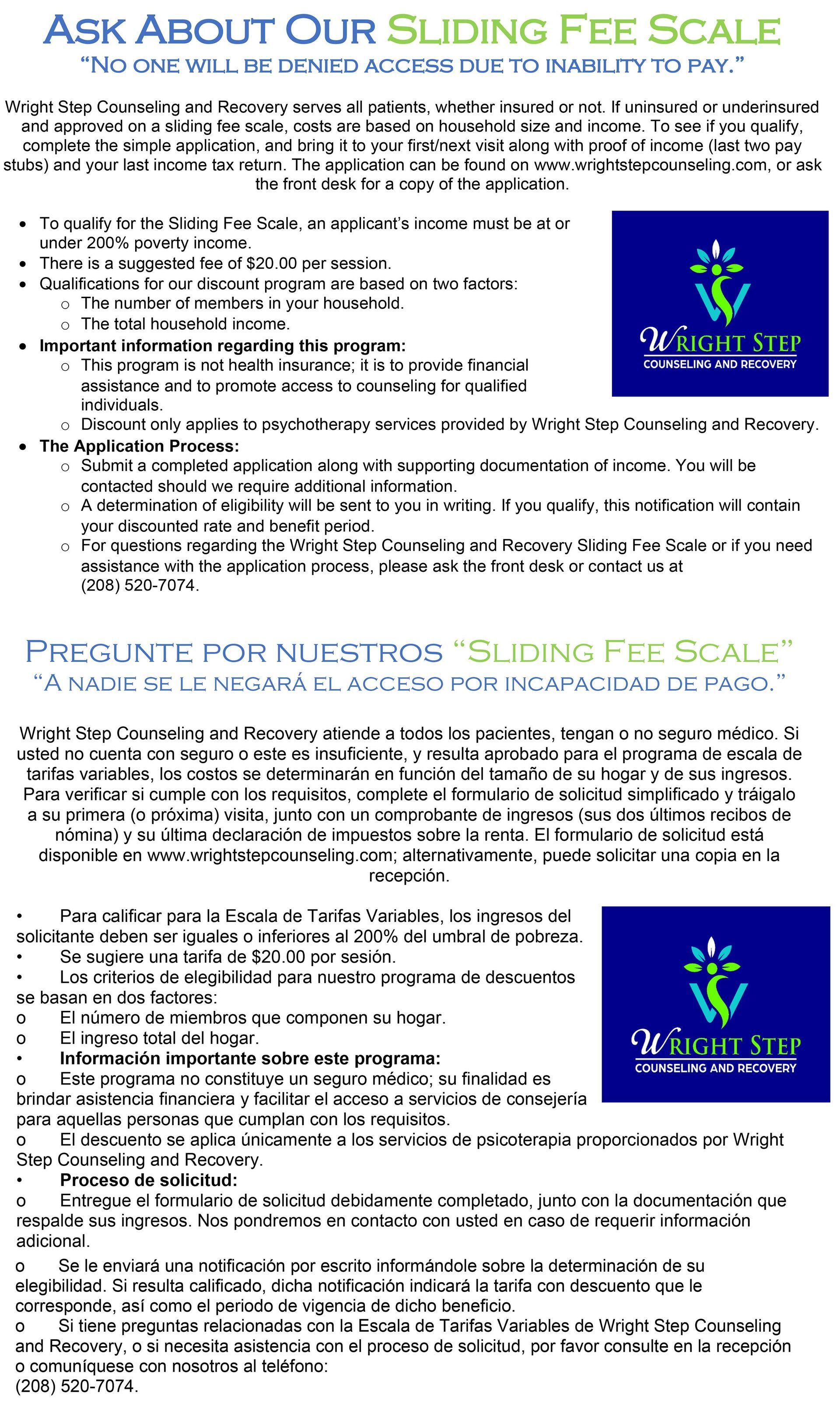 sliding fee scale flyer