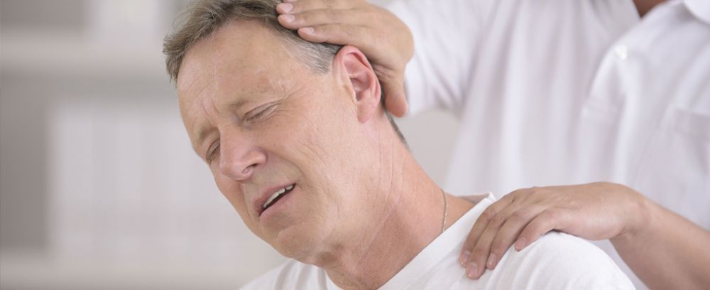 man massaging gently the customer's neck