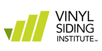 Logo of Vinyl Siding Institute; light green bars ascending to the right and text in black.