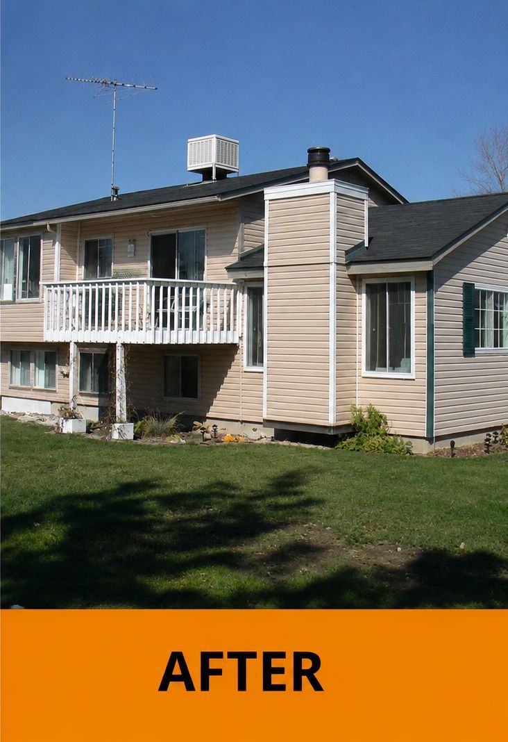 House exterior with added second-story balcony