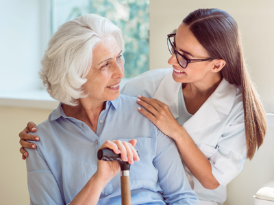 elderly woman with young girl