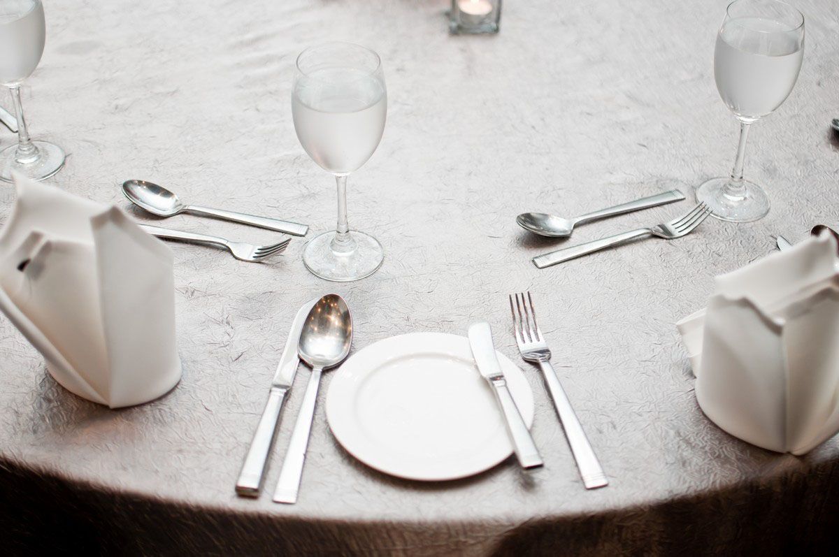 silverware set up from catering company for corporate events