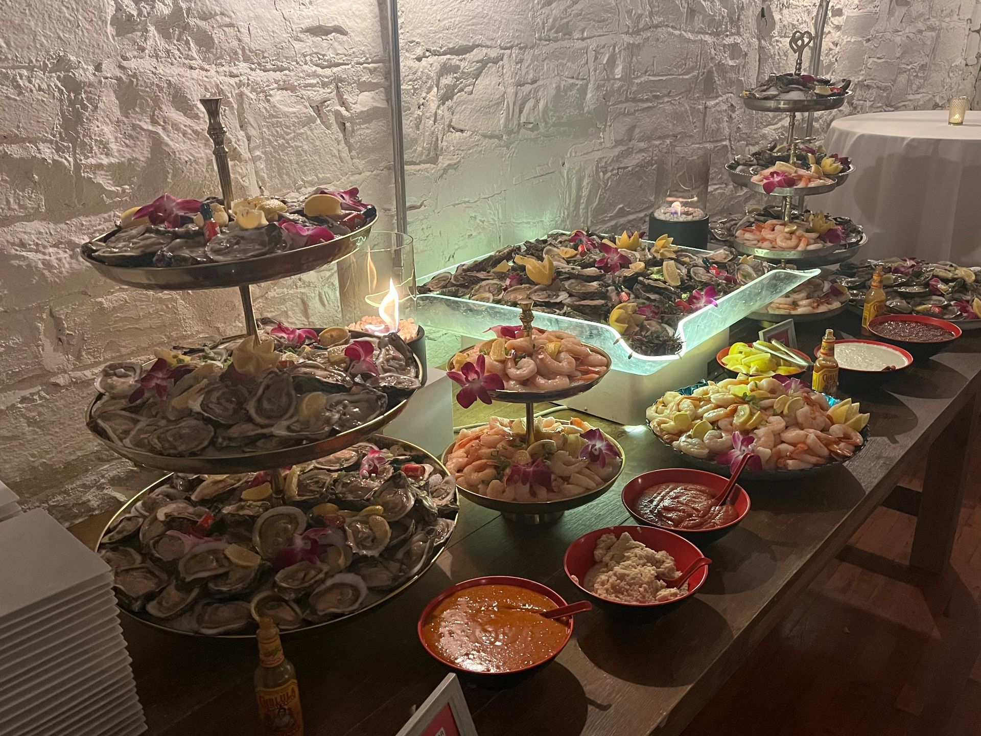 There are many different types of food on the table.