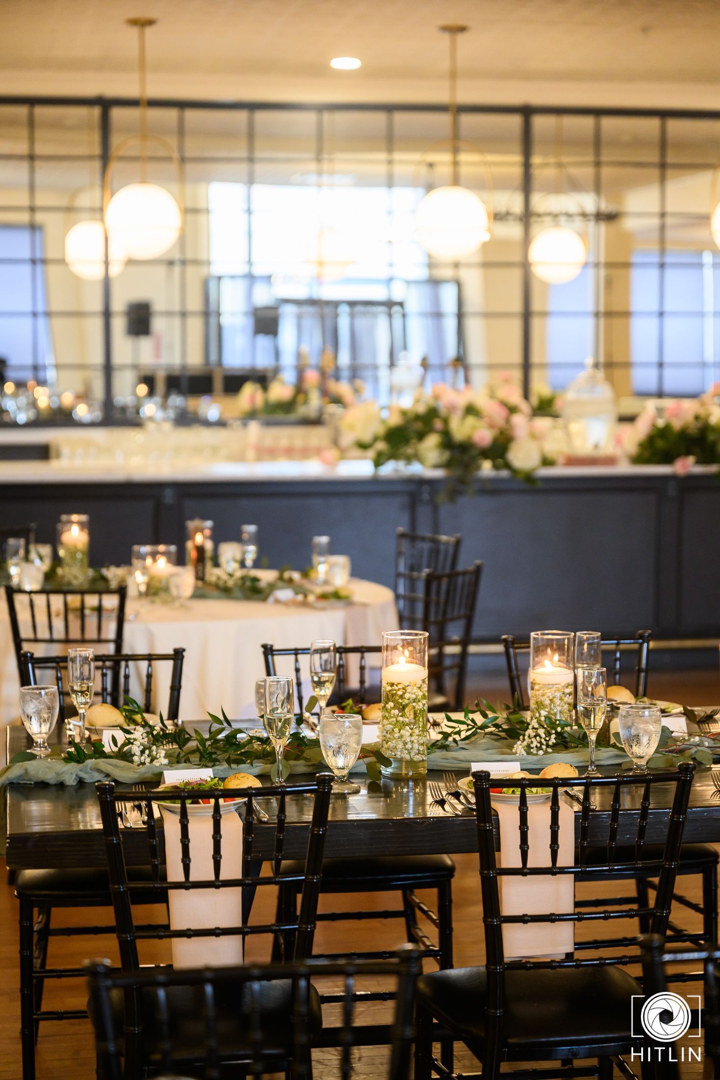 An event hall with tables set up