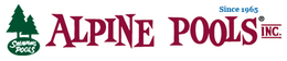 The logo for alpine pools inc. has two trees on it