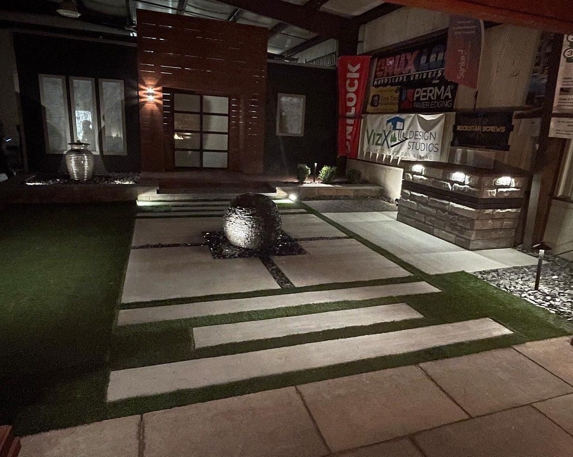 patio with water features