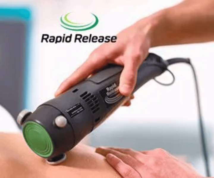 A person is getting a rapid release treatment on their back