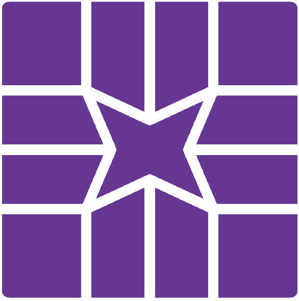 Purple geometric design with a central star shape.