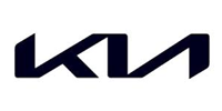 The Kia logo in dark blue. The letters 