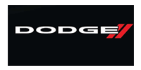 Dodge logo in white text on a black background, with the letter 