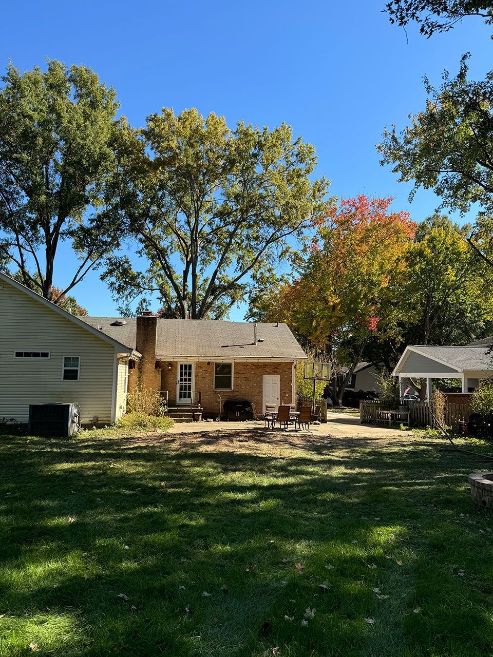 A house without a tree in front of it -after