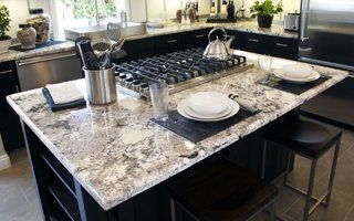 Granite on kitchen countertop