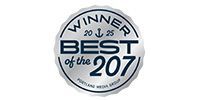 Award badge reading “Winner 2013 Best of the 207” in black and silver.