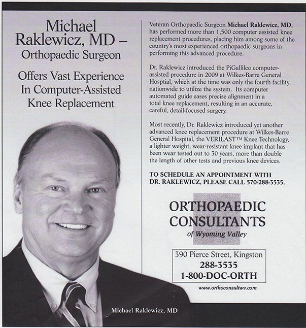 Orthopedic surgeon | Edwardsville, PA | Michael C. Raklewicz, M.D. & Associates, LLC | 888-237-3933