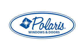 Polaris Windows & Doors logo: Blue oval with white border; blue starburst icon; blue text Polaris Windows & Doors.