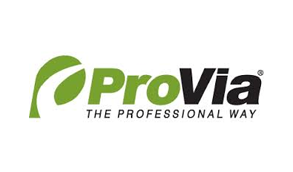 ProVia logo with green leaf and company name, ProVia and tagline The Professional Way.