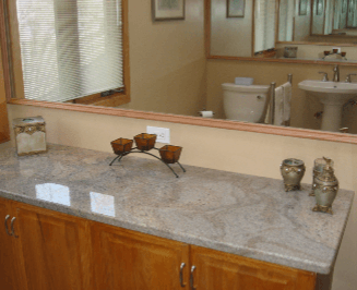 Bathroom table and mirror