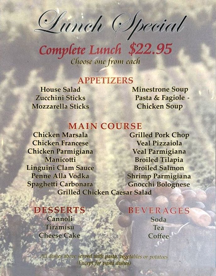 Il Nocello Ristorante Italiano Lunch Special